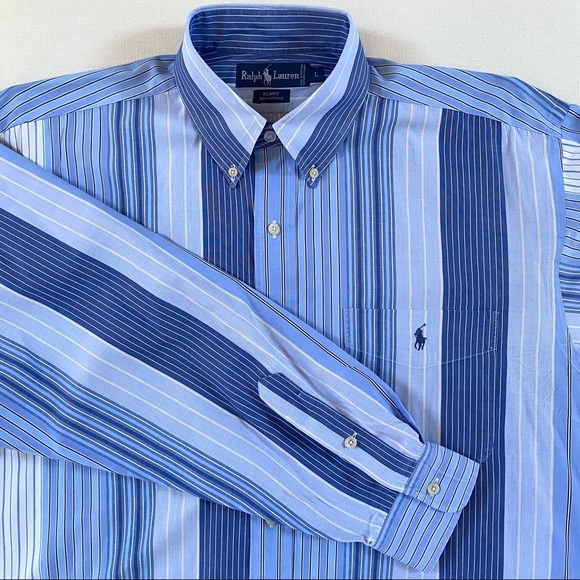 RALPH LAUREN Classic 100% Cotton Stripe Men’s Blaire Shirt, Size Large - Picture 6 of 14
